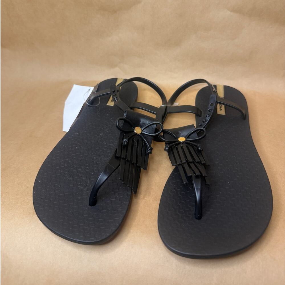 Brand New Ipanema Tassy Black Fringe Sandals Sz 8-Jelly - Picture 3 of 7